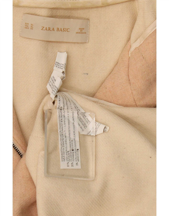 Zara Dame Hættefrakke UK 18 XL Beige Uld
