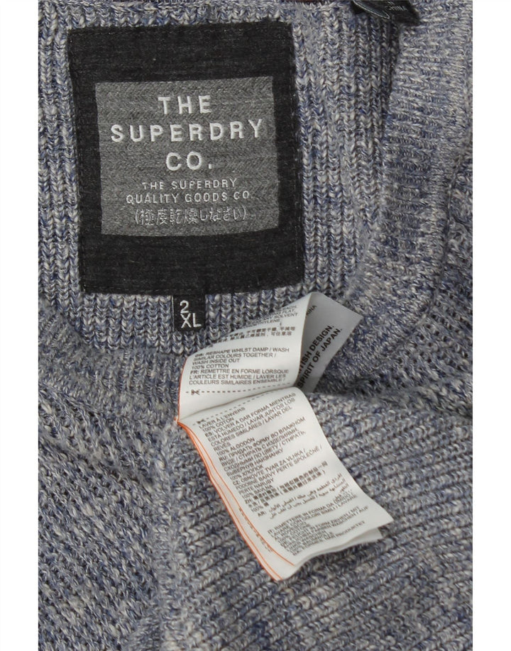 SUPERDRY Dame Longline Boat Neck Jumper Sweater UK 20 2XL Blå Bomuld