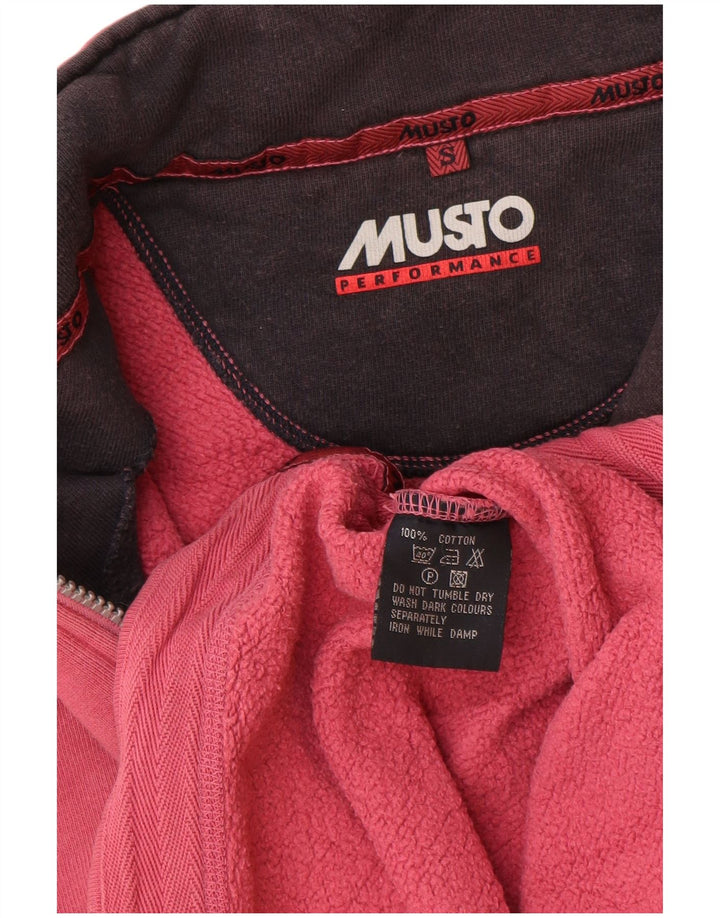 Musto Herre Performance Zip Neck Sweatshirt Jumper Small Pink Bomuld