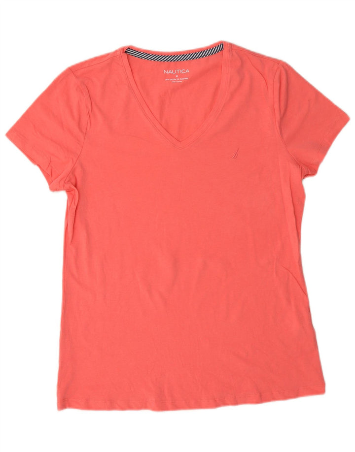 Nautica Dame T-Shirt Top UK 14 Medium Pink Bomuld