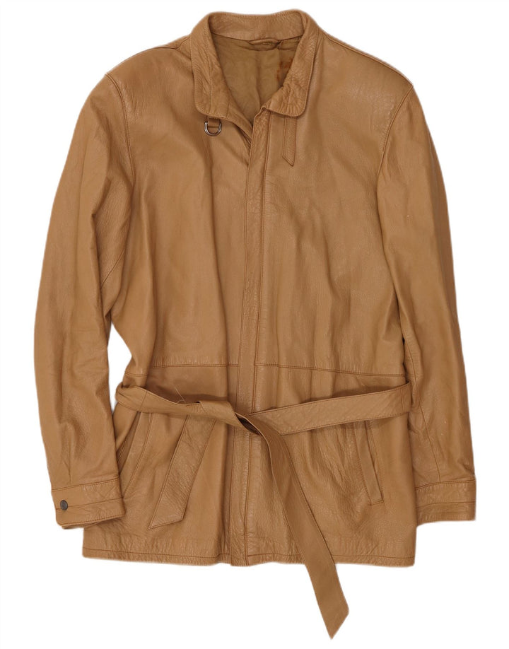 VINTAGE Dame Læderjakke IT 46 Stor Brun