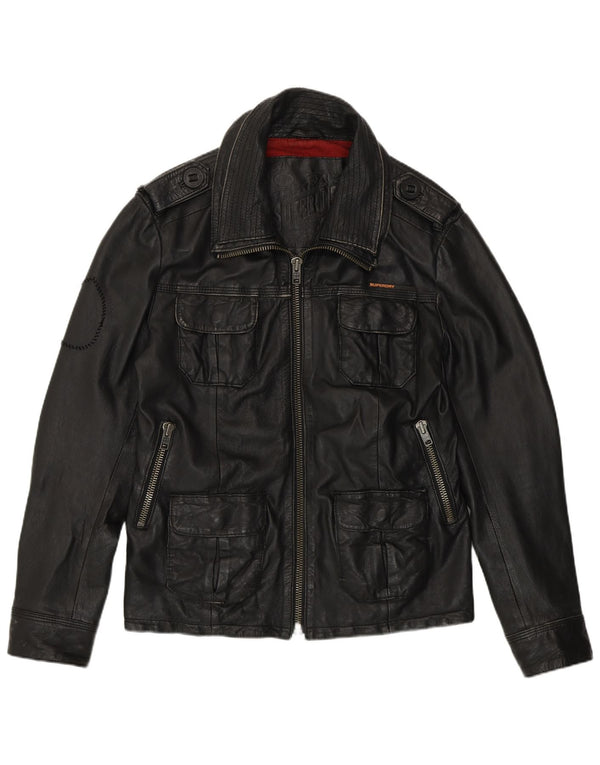Superdry Herre Military Læderjakke UK 38 Medium Sort Læder