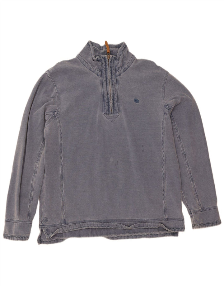 Fat Face Herre Zip Neck Sweatshirt Jumper Stor Blå Bomuld