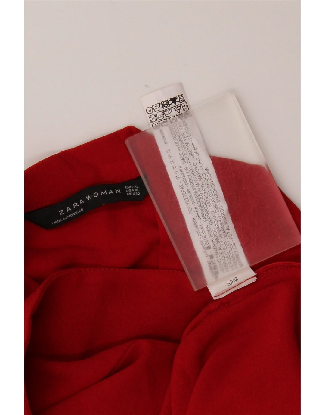 Zara Dame Langærmet Tiered Kjole UK 18 XL Rød Polyester