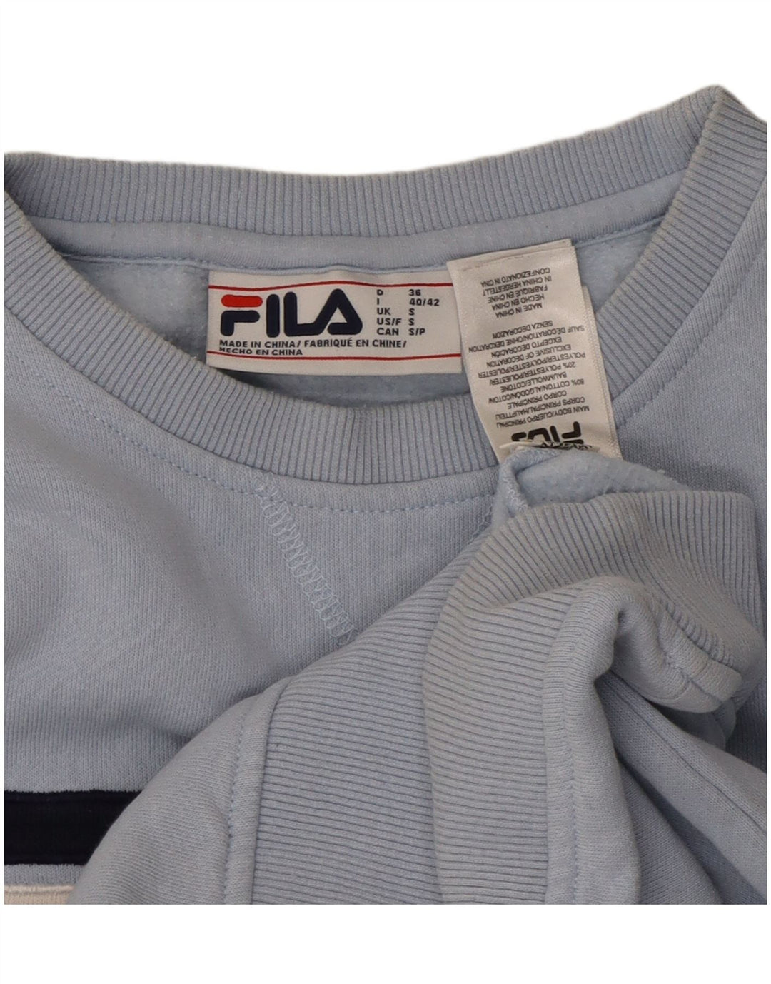 FILA Dame Oversized Sweatshirt Jumper UK 10 Small Blue Colourblock