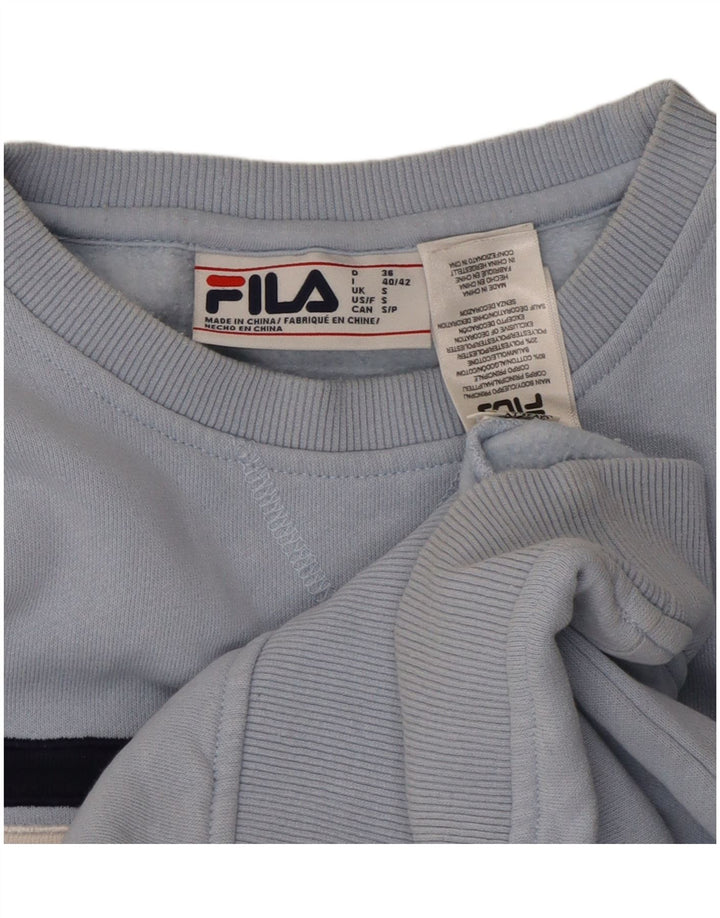 FILA Dame Oversized Sweatshirt Jumper UK 10 Small Blue Colourblock