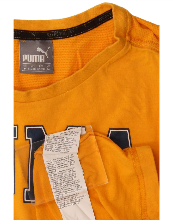 PUMA Grafisk T-shirt til mænd, medium gul bomuld