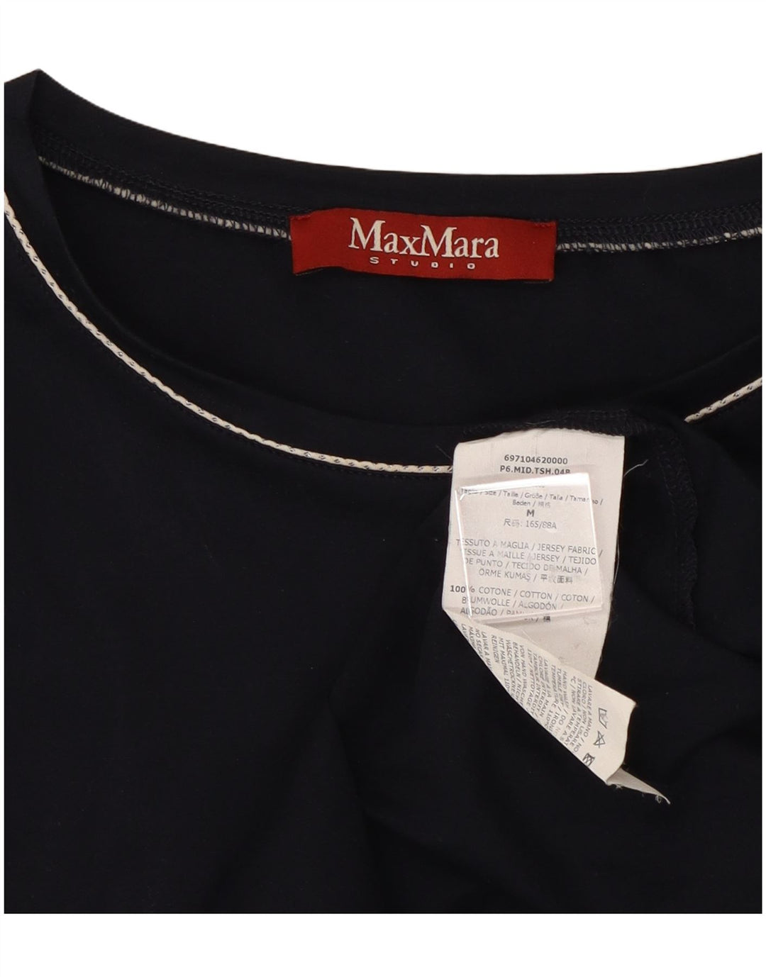 MAX MARA Dame 1/2-ærmet bluse Top UK 14 Medium Navyblå Bomuld