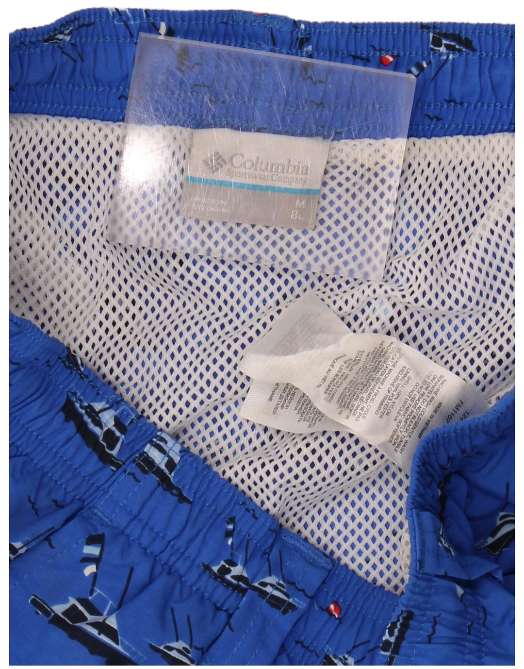 COLUMBIA Mens Graphic Swimming Shorts Medium  Blue Nylon