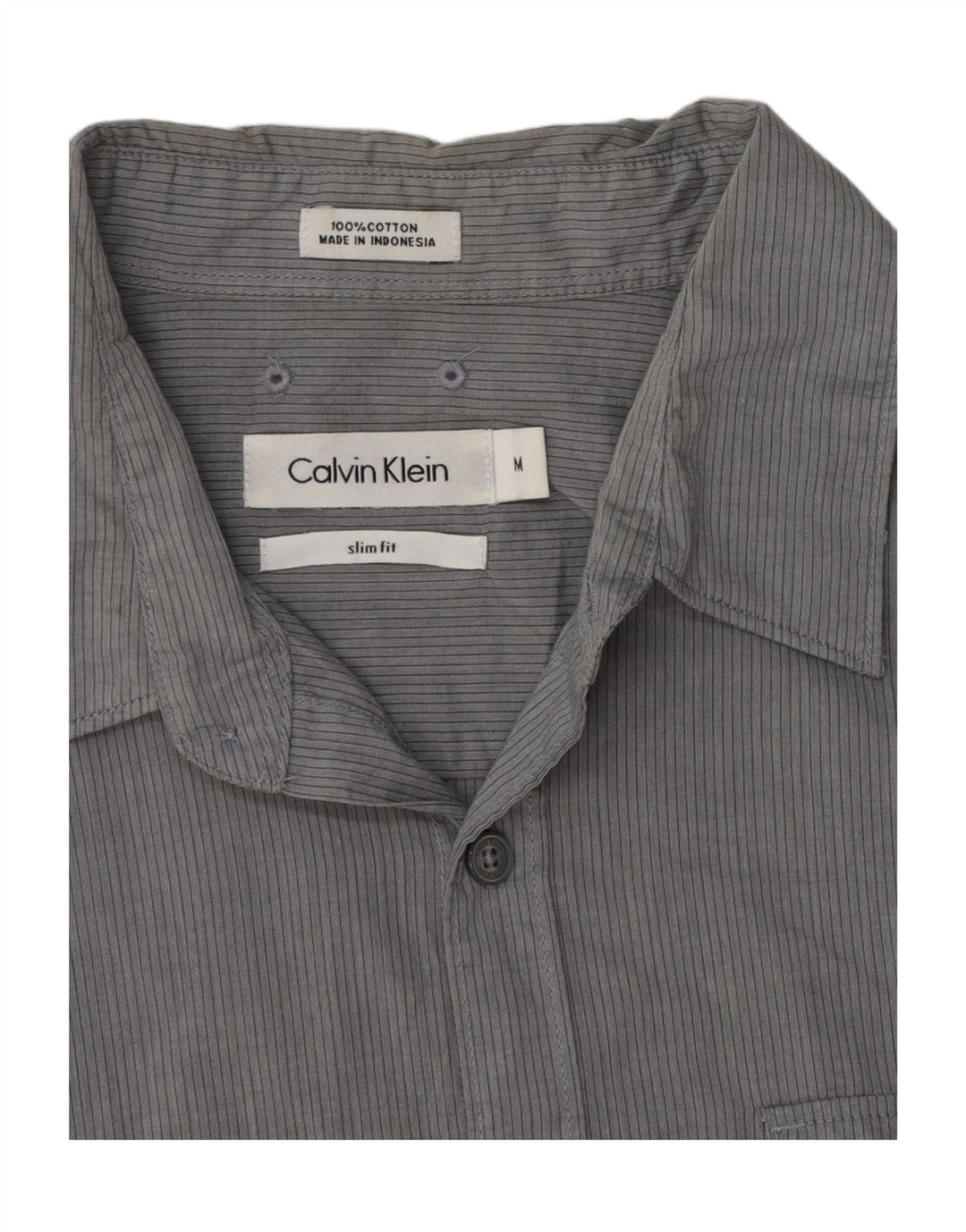 Calvin Klein Herre Slim Fit skjorte Medium Grey Pinstripe Bomuld