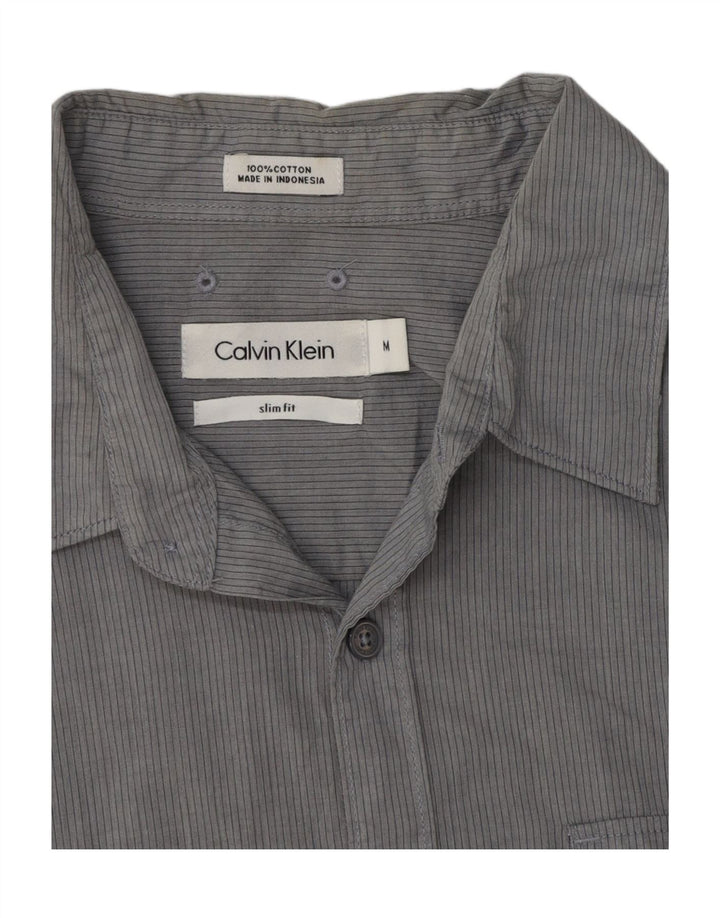 Calvin Klein Herre Slim Fit skjorte Medium Grey Pinstripe Bomuld