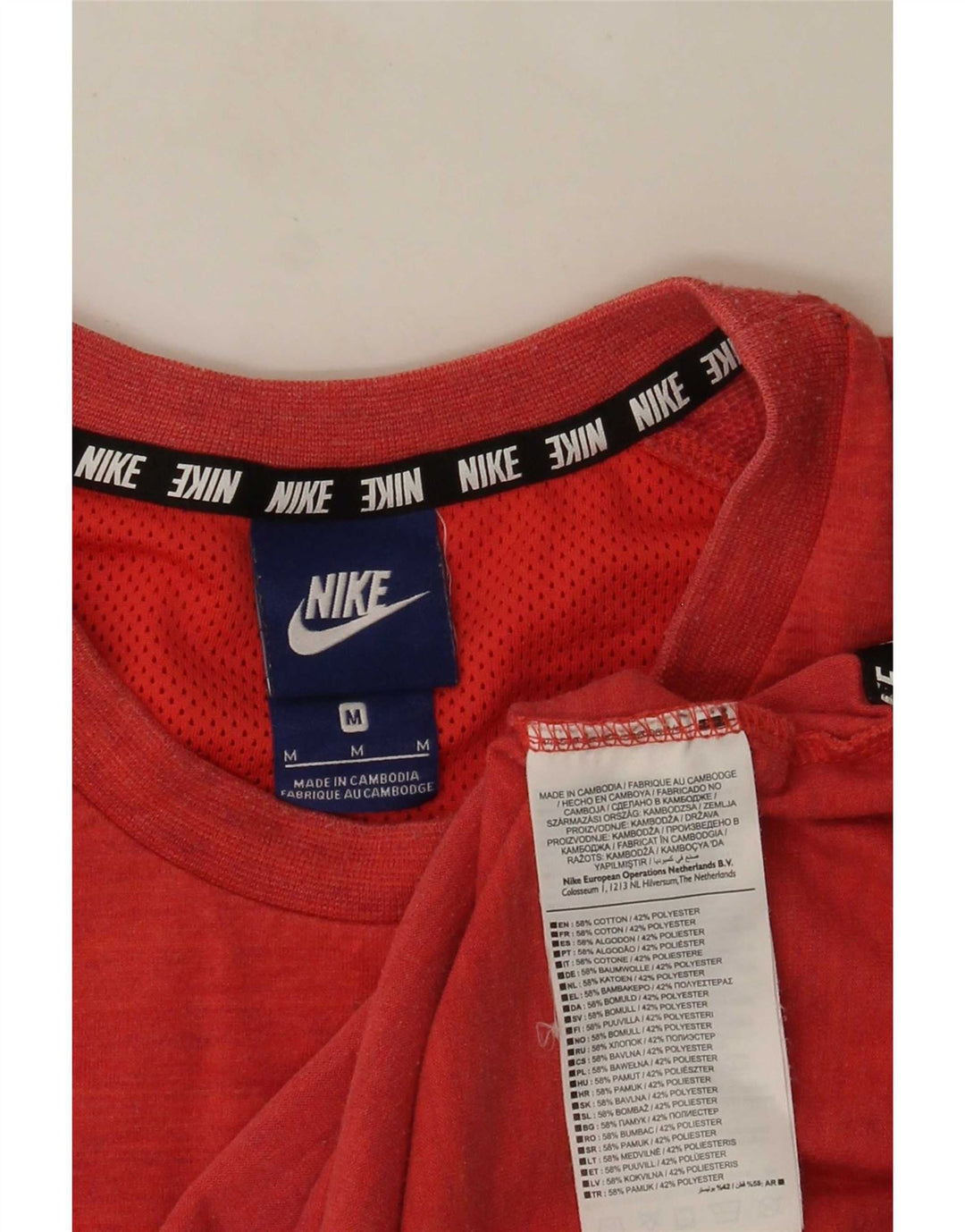 Nike T-shirt top mellem rød stribet bomuld til mænd