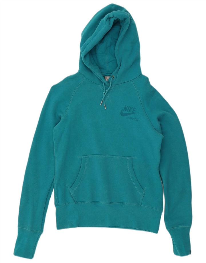 Nike Dame Hættetrøje UK 12 Medium Blue Bomuld