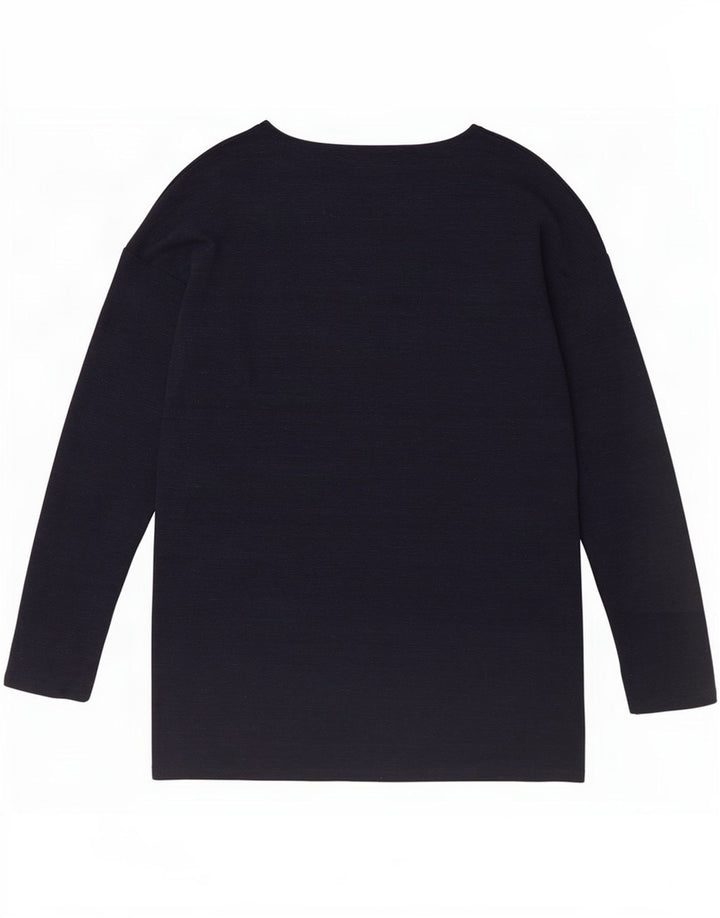 Marks & Spencer Dame Top Langærmet UK 14 Large Navy Blue Polyester