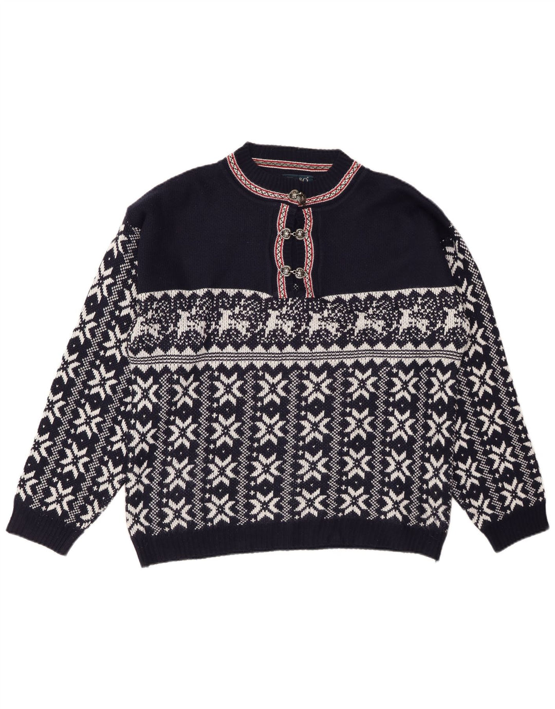 CENTRO MAGLIA Dame Button Neck Sweater UK 14 Medium Navy Blue