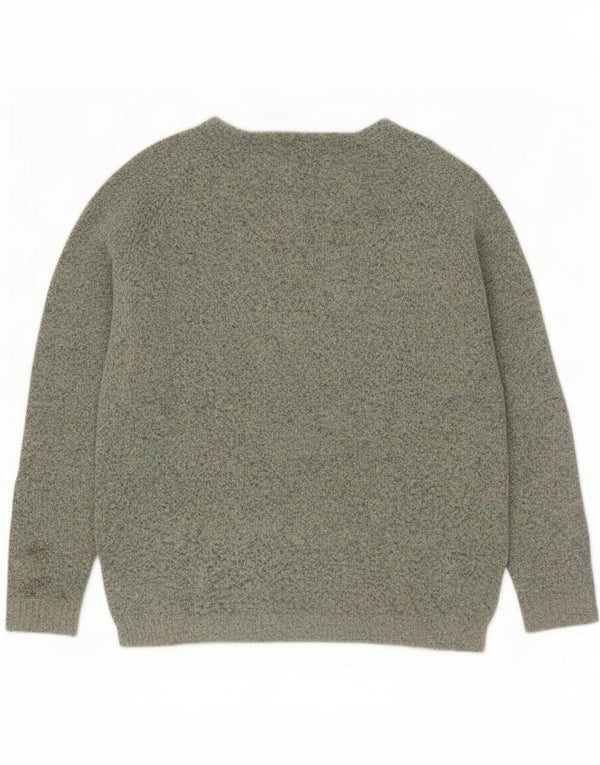 Fat Face Dame Oversized V-hals Jumper Sweater UK 10 Small Green Flecked