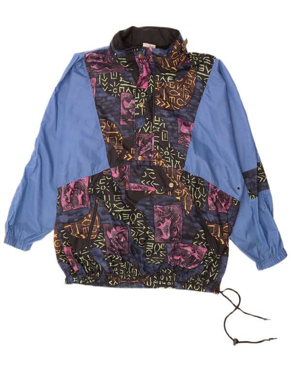 ALEX ATHLETICS Herre Anorak Jacket UK 40 Stor Blå Geometrisk Polyamid