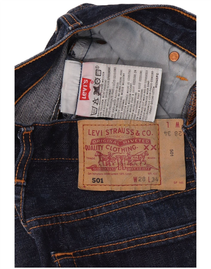 Levi's Herre 501 Straight Jeans W28 L34 Marineblå Bomuld