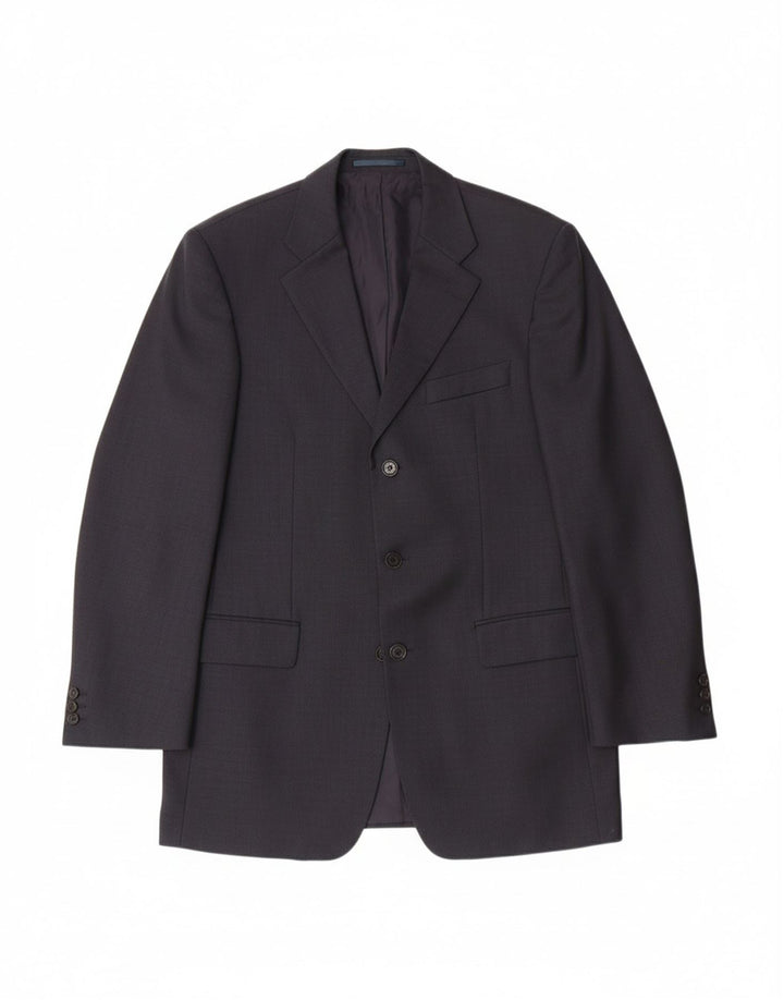 HUGO BOSS Mens 3 Button Blazer Jacket Size 94 Medium Navy Blue Virgin Wool