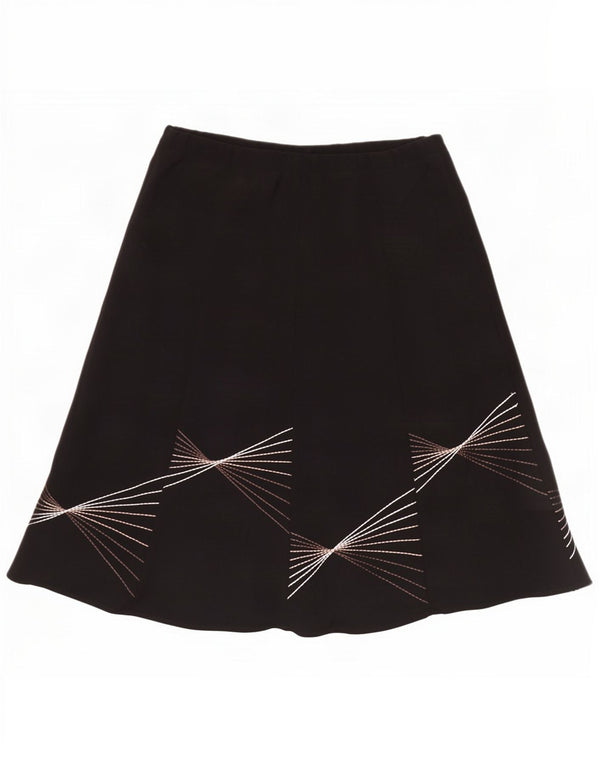 Marks & Spencer Kvinder abstrakt mønster A-line nederdel UK 16 Large W40 Black