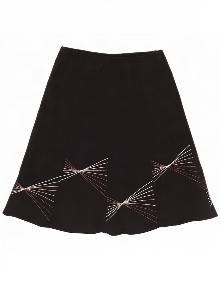 Marks & Spencer Kvinder abstrakt mønster A-line nederdel UK 16 Large W40 Black