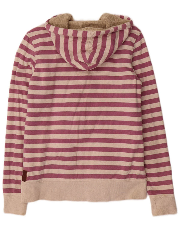 Fat Face Dame Hættetrøje Sweater UK 12 Medium Lilla Stribet Bomuld