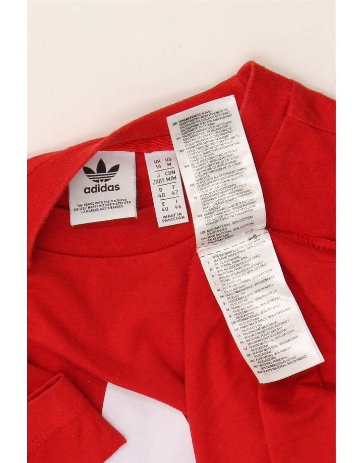 Adidas Dame Grafisk T-Shirt Top UK 14 Medium Rød Bomuld