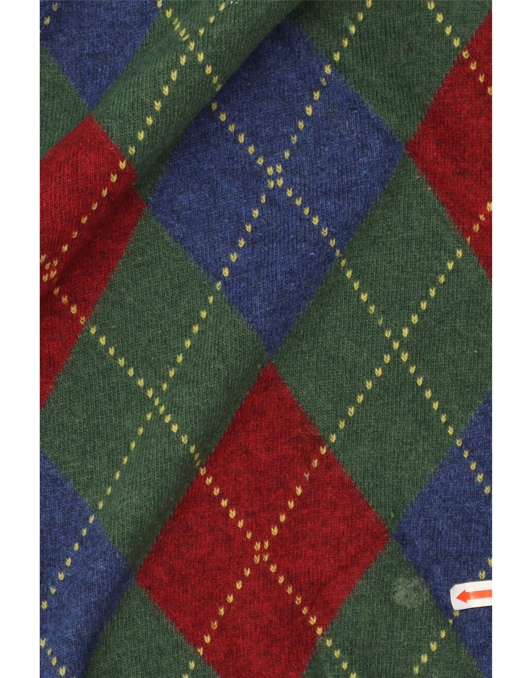 BENETTON Herre V-hals sweater Medium Green Argyle/Diamond Wool