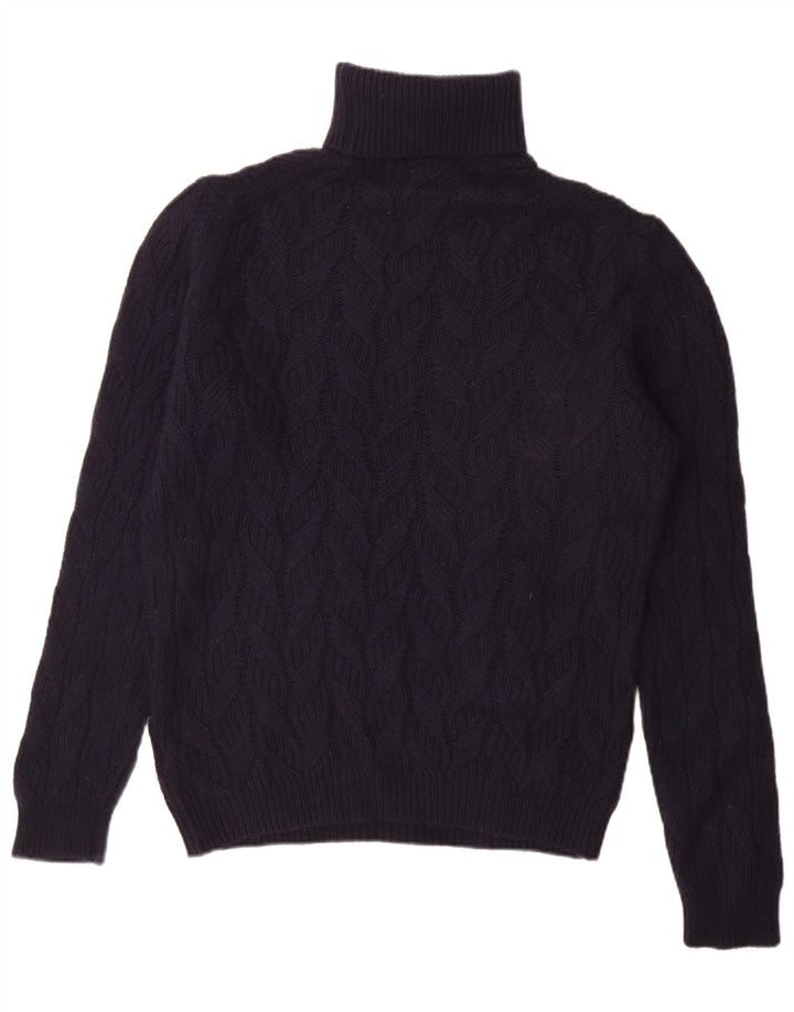 Massimo Dutti Herre Rullehalstrøje Sweater Stor Marineblå Uld