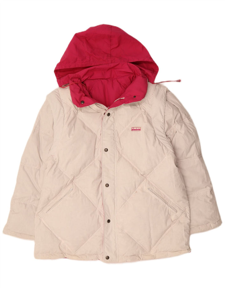 Diadora Herre Hætte Vendbar Polstret Jakke UK 40 Stor Pink Polyester