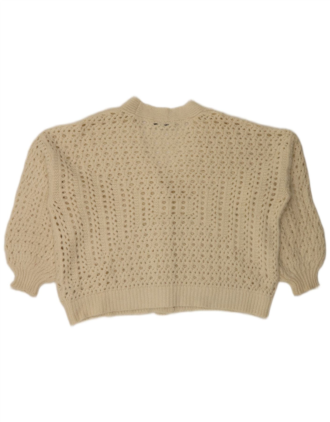 Zara Dame Oversized Cardigan Sweater UK 16 Stor Beige Akryl