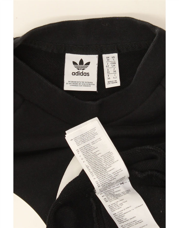 ADIDAS Womens Oversized Graphic Sweatshirt Jumper UK 10 Small Black Cotton Vintage Adidas and Second-Hand Adidas from Messina Hembry 
