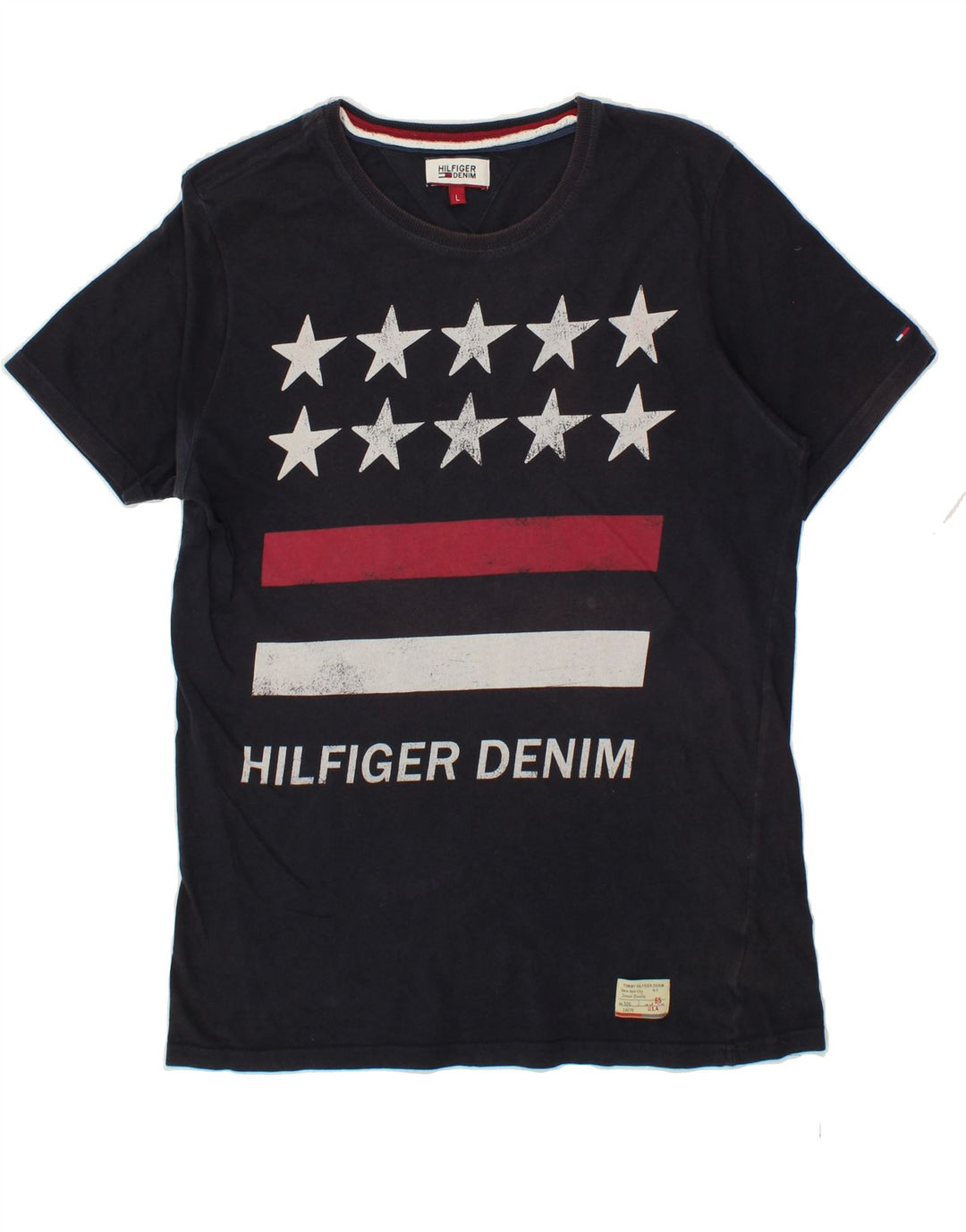 TOMMY HILFIGER Mens Graphic T-Shirt Top Large Black Cotton Vintage Tommy Hilfiger and Second-Hand Tommy Hilfiger from Messina Hembry 