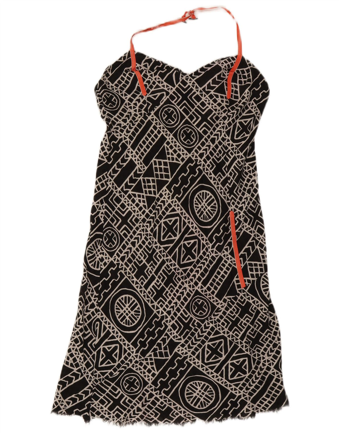 Diesel Dame Halter Dress UK 12 Medium Sort Geometrisk Bomuld