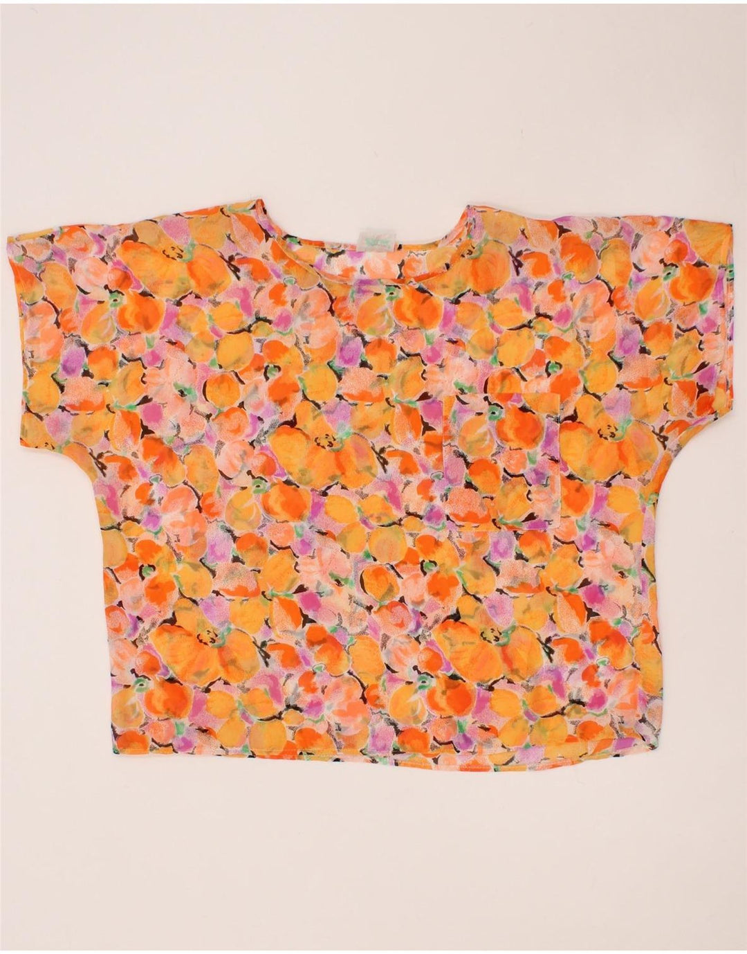 ETAM Womens Oversized Crop Blouse Top UK 12 Medium Multicoloured Floral Vintage Etam and Second-Hand Etam from Messina Hembry 