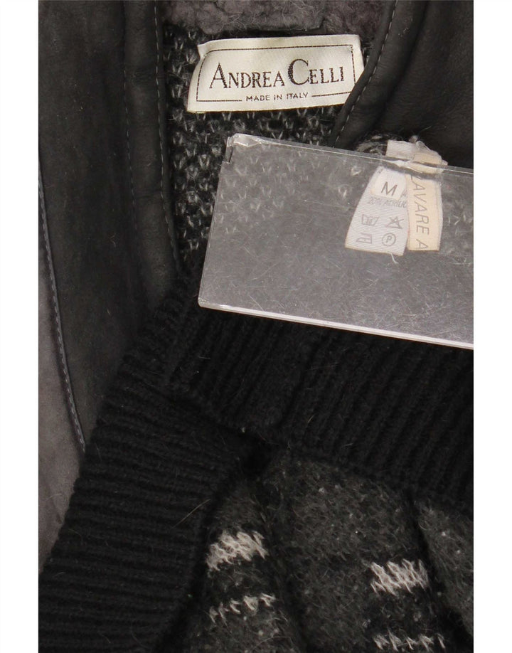Andrea Celli Herre V-hals sweater Medium Grå Geometrisk Mohair