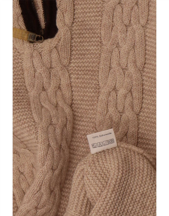 Vintage herre lynlås-hals sweater stor beige colourblock uld
