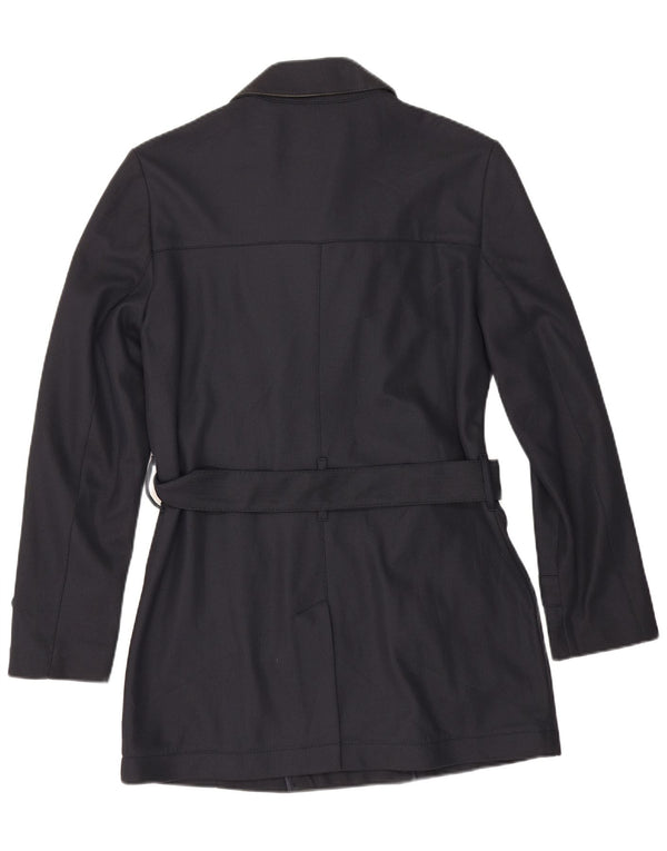 Zara Trench Coat til mænd UK 40 Medium Navy Blue Polyester