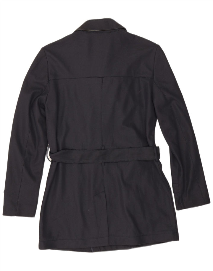 Zara Trench Coat til mænd UK 40 Medium Navy Blue Polyester