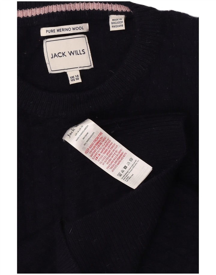 Jack Wills Dame Crew Neck Jumper Sweater UK 14 Large Navy Blue