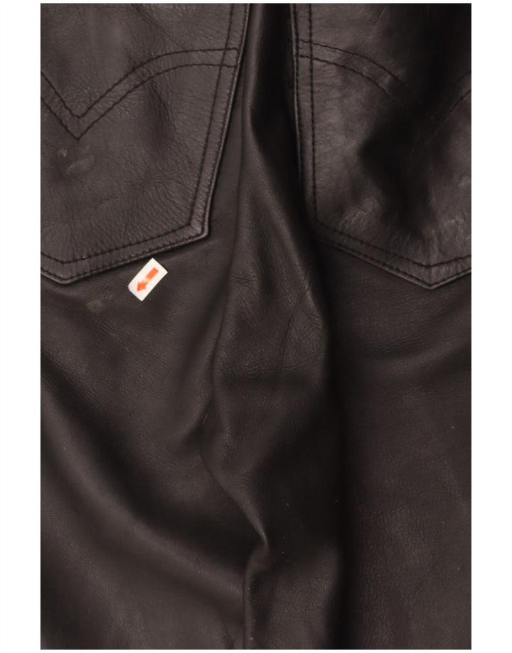 VINTAGE Womens Tapered Leather Trousers W30 L28 Black