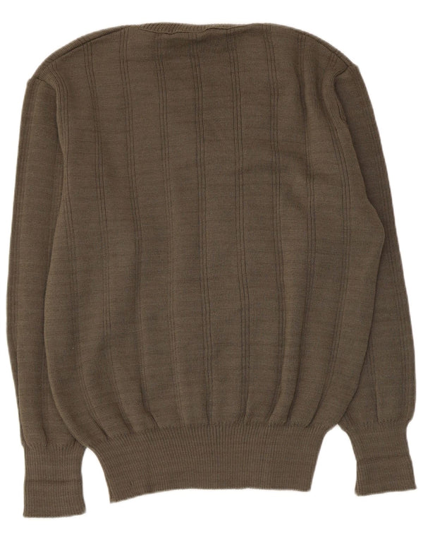 Vintage Mens V-Neck Jumper Sweater IT 52 Large Khaki