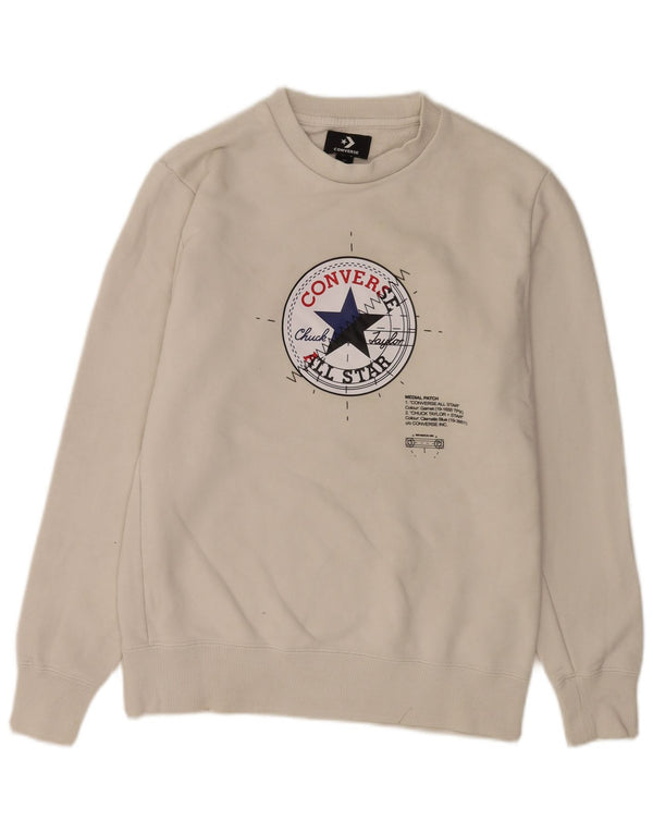 Converse Herre Chuck Taylor Grafisk Sweatshirt Jumper Medium Beige Bomuld