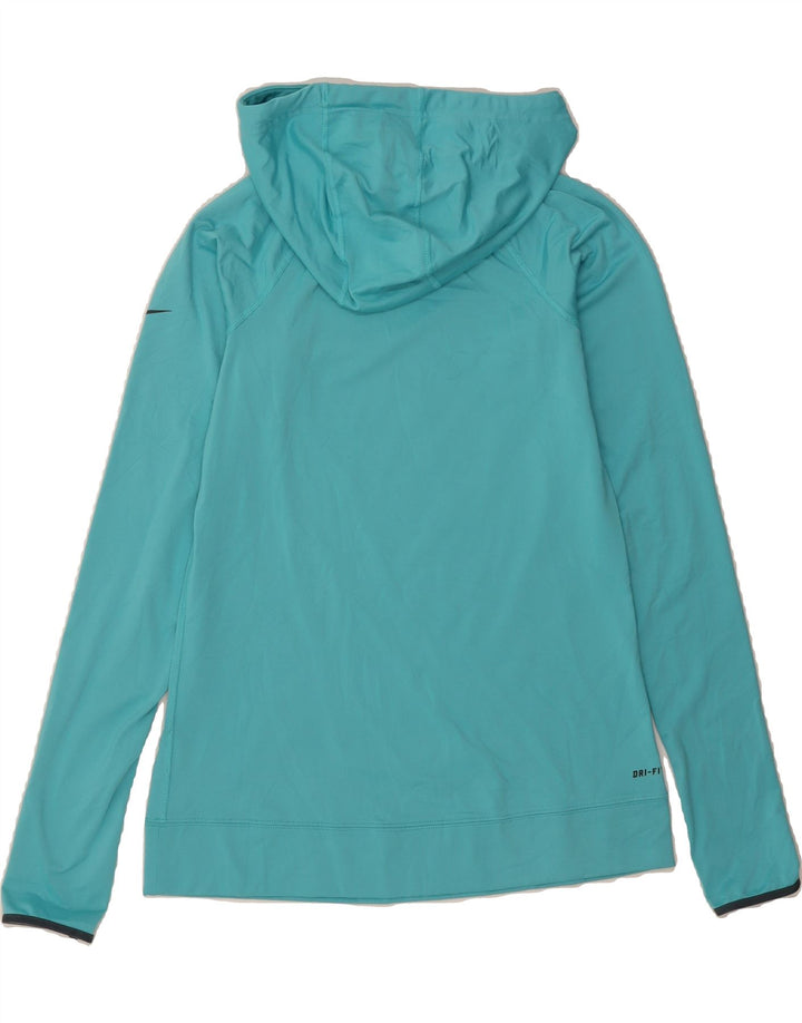 NIKE Womens Dri Fit Hoodie Jumper UK 12 Medium Blue Vintage Nike and Second-Hand Nike from Messina Hembry 
