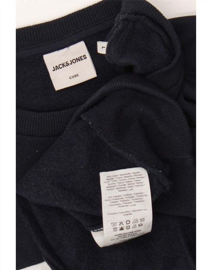 Jack & Jones grafisk sweatshirt til mænd, stor marineblå farveblok