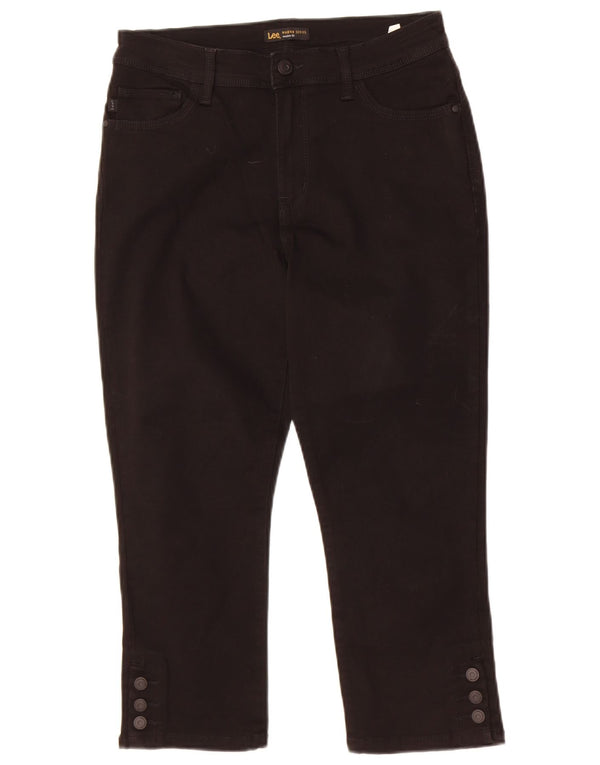 Lee Womens High Waist Capri Trousers US 10 Large W28 L22 Black