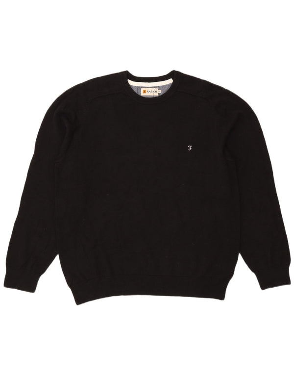 Farah Herre Modern Fit Jumper Sweater med rund hals 3XL sort bomuld