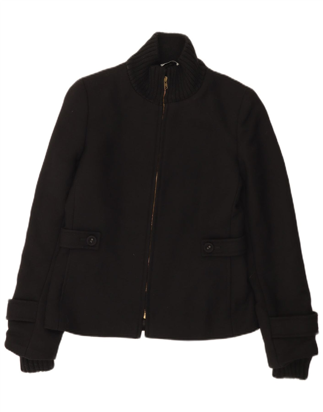 Vintage Dame Bomber Jacket UK 10 Small Black Wool