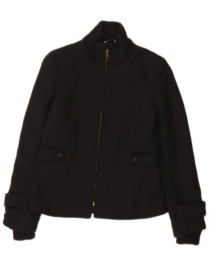 Vintage Dame Bomber Jacket UK 10 Small Black Wool