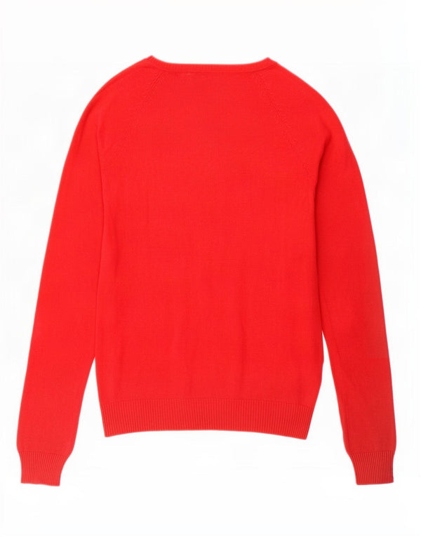 Zara Dame V-hals sweater UK 12 Medium Rød Bomuld